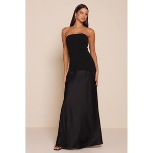 black 70s dress FRANK USHER 70s Black Chiffon Evening Dress